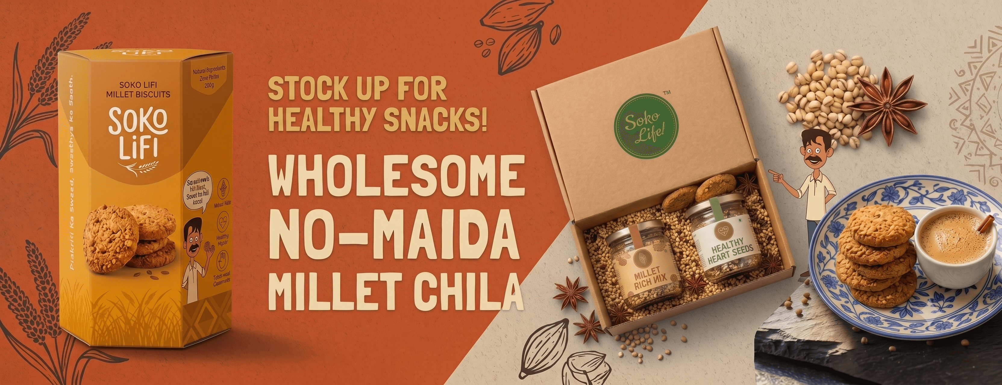 Stock Up For Healthy Snacks - Wholesome No-Maida Millet Biscuits