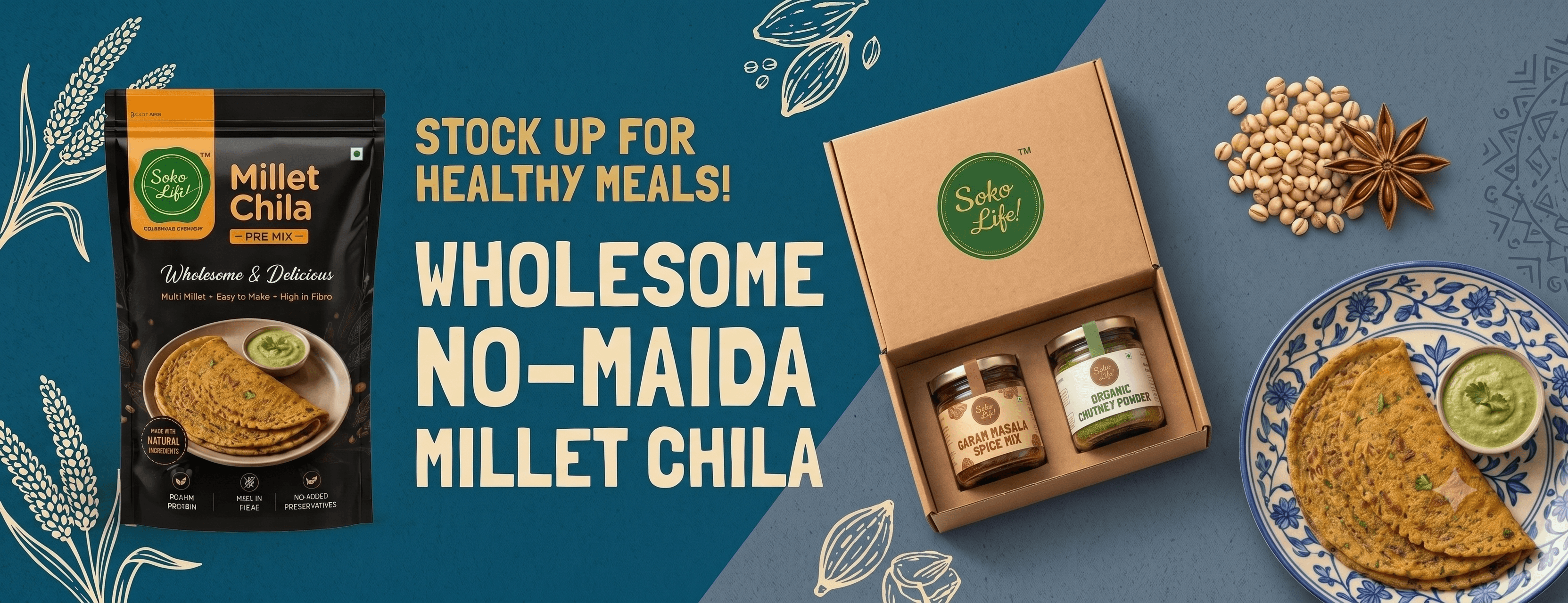 Stock Up For Healthy Meals - Wholesome No-Maida Millet Chila Pre-Mix