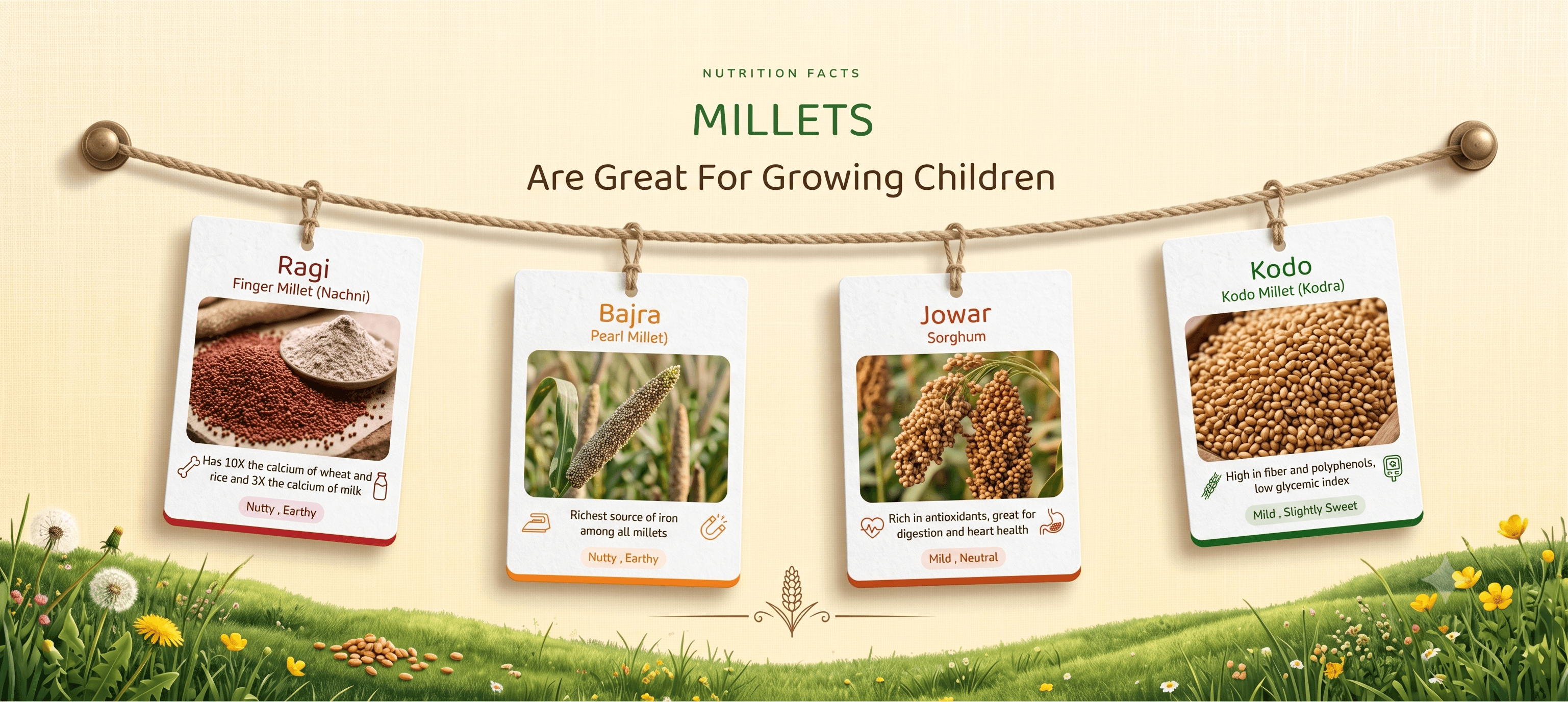 Nutrition Facts - Millets Are Great For Growing Children - Ragi, Bajra, Jowar, Kodo